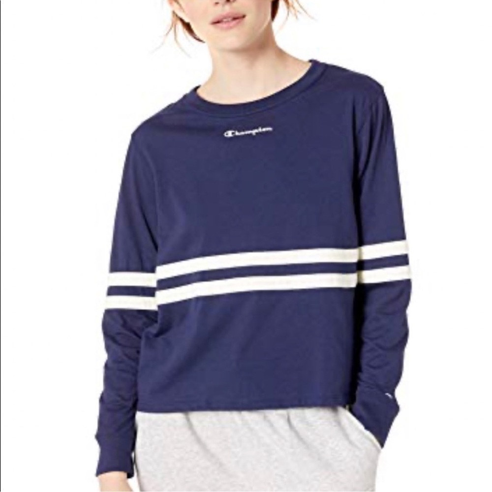 Champion Blue Long Sleeve with White Stripes